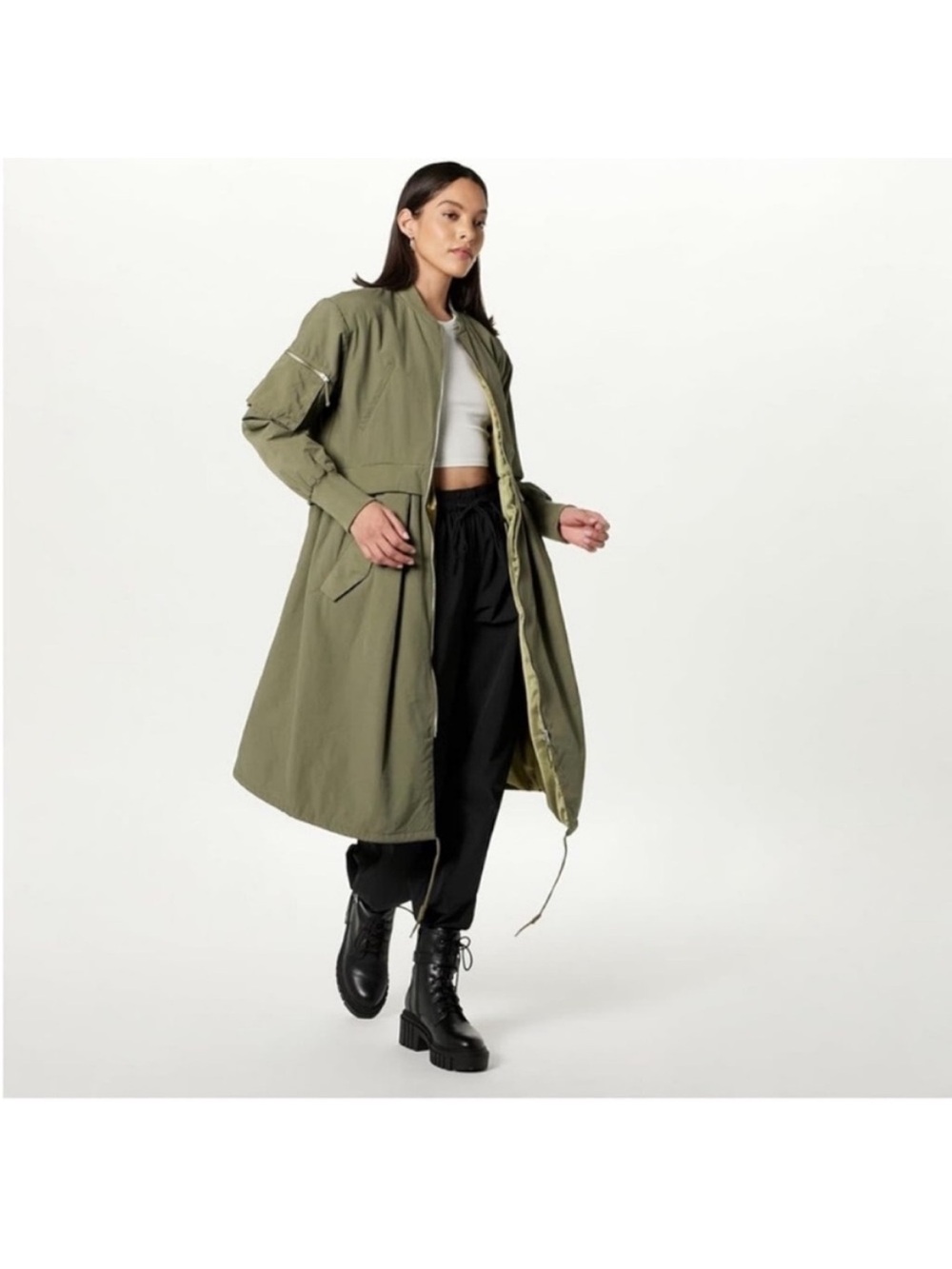 🆕 The Drop Olive S water resistant Longline Bomber Coat